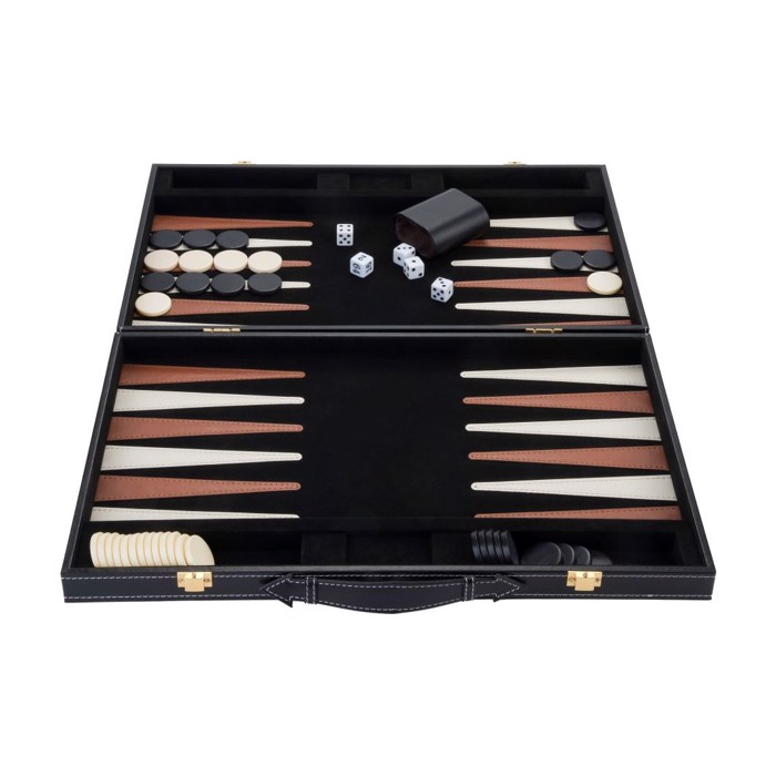 Backgammon kuffert Sort/Brun/Beige