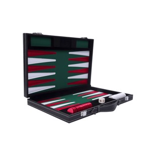 Backgammon kuffert Grøn/Rød - 15"