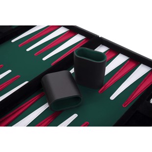 Backgammon kuffert Grøn/Rød - 15"