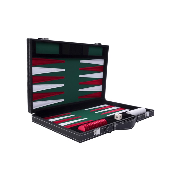 Backgammon kuffert Grøn/Rød