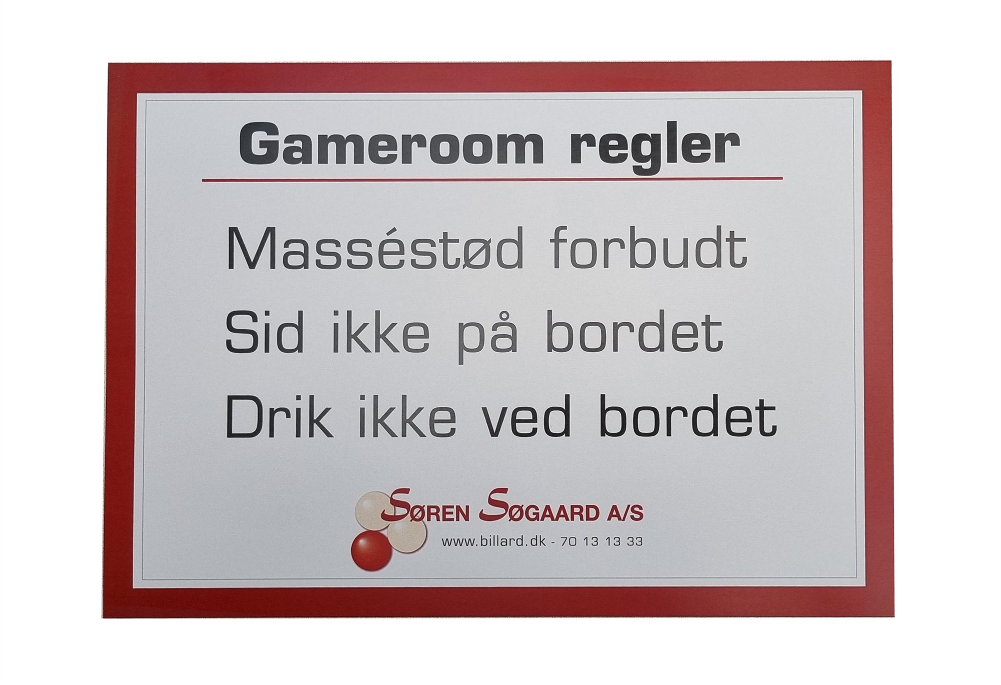 Gameroom regler