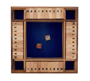 Shut The Box til 4 spiller Deluxe m/ 2 terninger