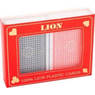 Lion poker kort i 100% plastik - dobbeltsæt 