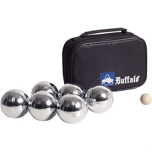 Nylon taske m/ 6 petanquekugler i sølv