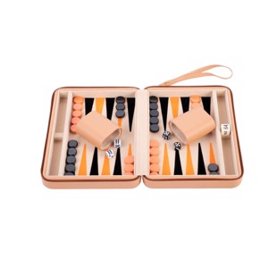 Backgammon rejsespil - Beige/Orange 9" 