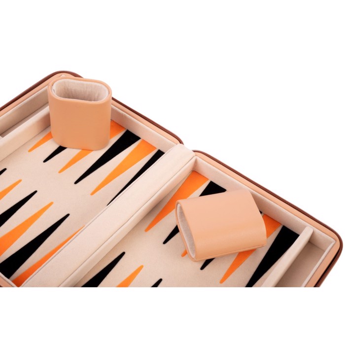Backgammon rejsespil - Beige/Orange 9" 