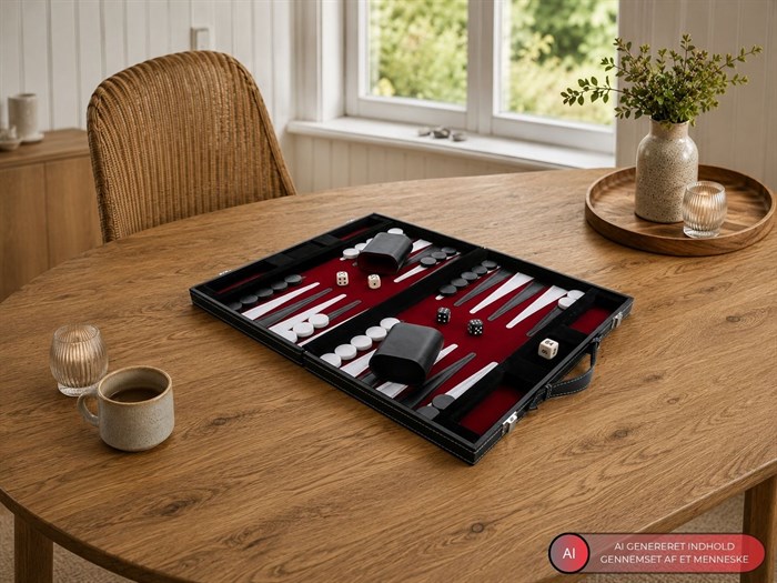 Backgammon kuffert Rød/Sort - 15"