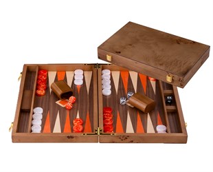 Backgammon kuffert valnød træ - 15"