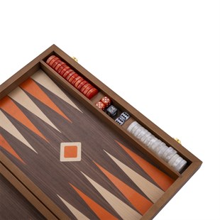 Backgammon kuffert valnød træ - 15"