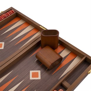 Backgammon kuffert valnød træ - 15"