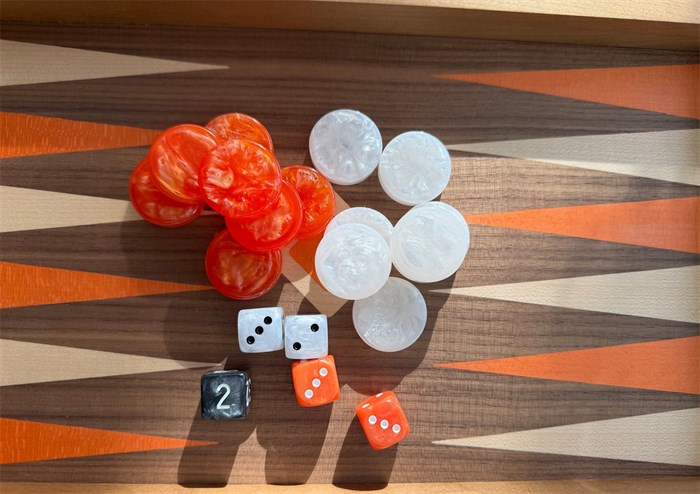 Backgammon kuffert valnød træ - 15"