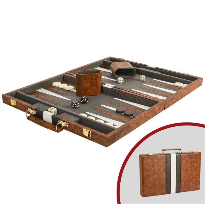 Backgammon kuffert Brun