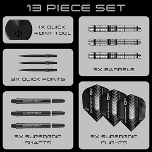 SUPERGRIP QP Tapered 90% NT series 4 steeltip dartpile fra Harrows