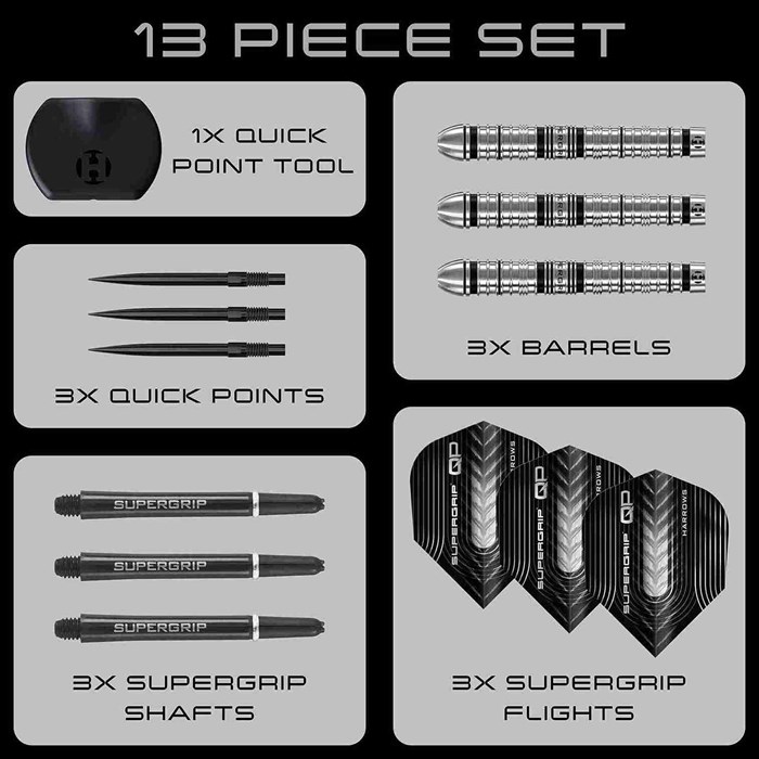 SUPERGRIP QP Tapered 90% NT series 4 steeltip dartpile fra Harrows
