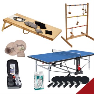 Havespil PREMIUM - Bordtennis, Søgaard Cornhole PRO, stigegolf, petanque og raflesæt
