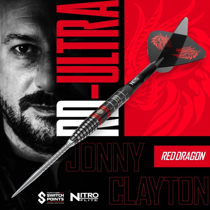 Jonny Clayton RD-ULTRA 90% NT steeltip dartpile fra Red Dragon - 22 gram