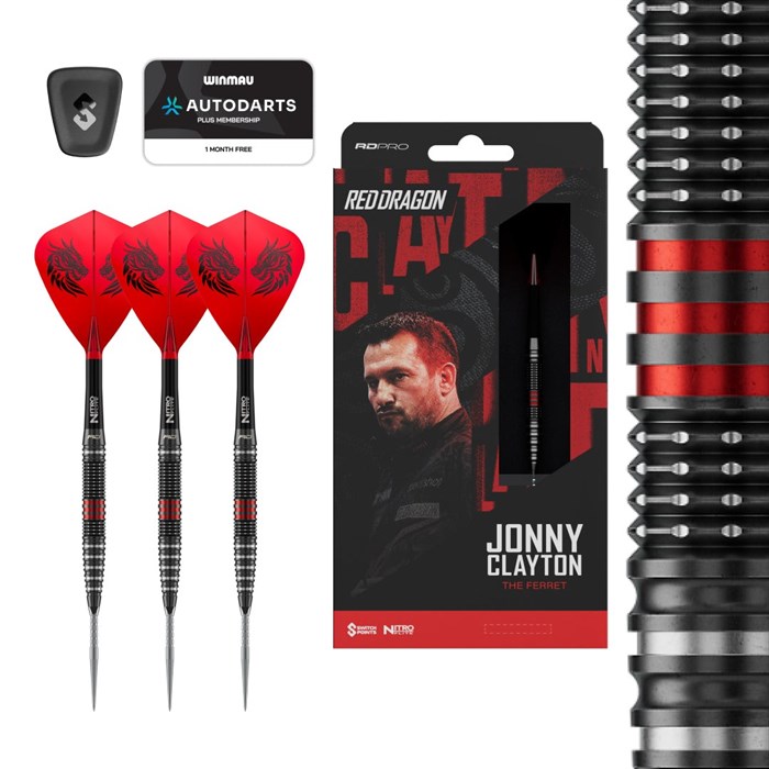 Jonny Clayton RD-PRO 90% NT steeltip dartpile fra Red Dragon