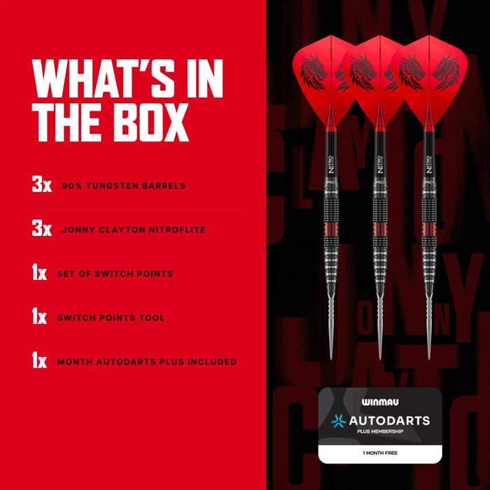 Jonny Clayton RD-PRO 90% NT steeltip dartpile fra Red Dragon