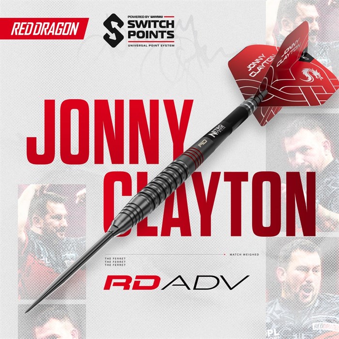 Jonny Clayton RD-ADV 90% NT steeltip dartpile fra Red Dragon
