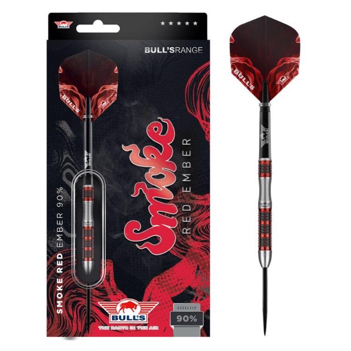 Smoke Red Flare 90% NT steeltip dartpile fra Bulls