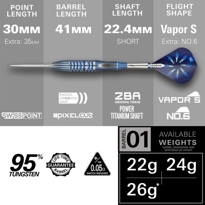 PHIL TAYLOR POWER Gx2 95% NT steeltip dartpile fra Target