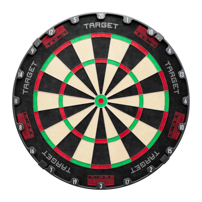 Target komplet dartsetup - TOR skive, kvajering, Corona Vision 2 lys og 2 sæt pile