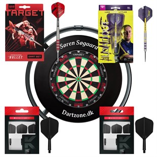 Target komplet dartsetup - TOR skive, kvajering, Corona Vision 2 lys og 2 sæt pile