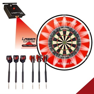 Deluxe dartpakke - skive, surround, lysring, pile & laser oche