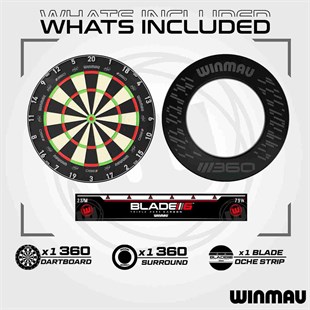 Winmau Blade 360 Surround sæt - Blade 360 skive, surround & 2 sæt NT-pile