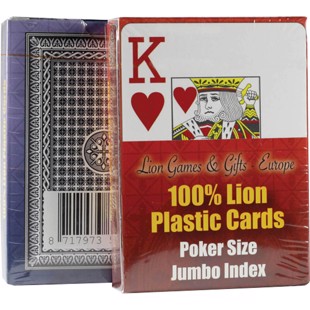 Lion poker kort 100 % plastik - enkeltsæt