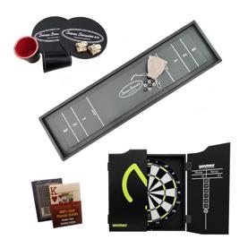 Sjovaften pakke - shuffleboard, kort, terninger og dart