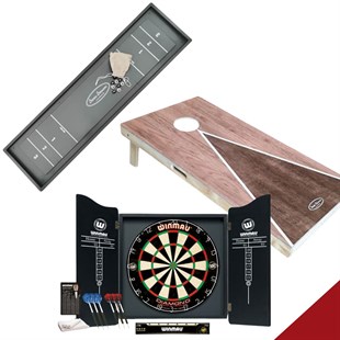 Sjov aften outdoor - Deluxe Shuffleboard, dartsæt og Cornhole