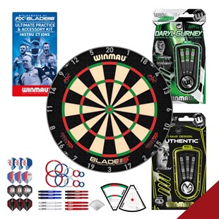 Winmau komplet DELUXE pakke - Blade 6 TC, 2 sæt NT pile og PDC Ultimate Practice kit